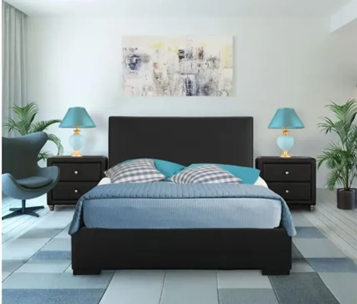 Hindes Platform Bed with 2 Nightstands