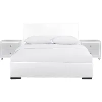 Hindes Platform Bed with 2 Nightstands in White by CAMDEN ISLE