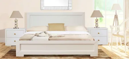 Trent Platform Bed with 1 Nightstand in White by CAMDEN ISLE