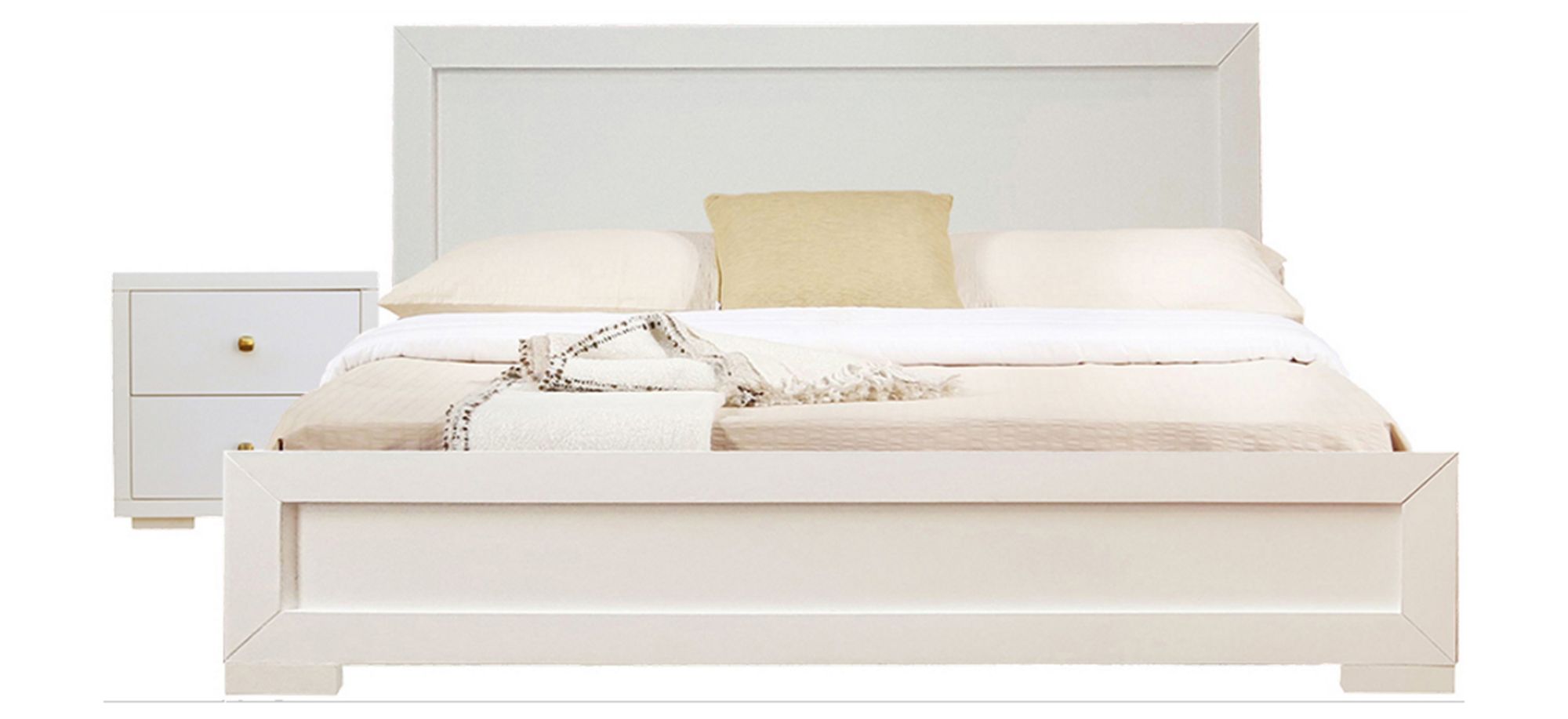 Trent Wooden Platform Bed with 1 Nightstand