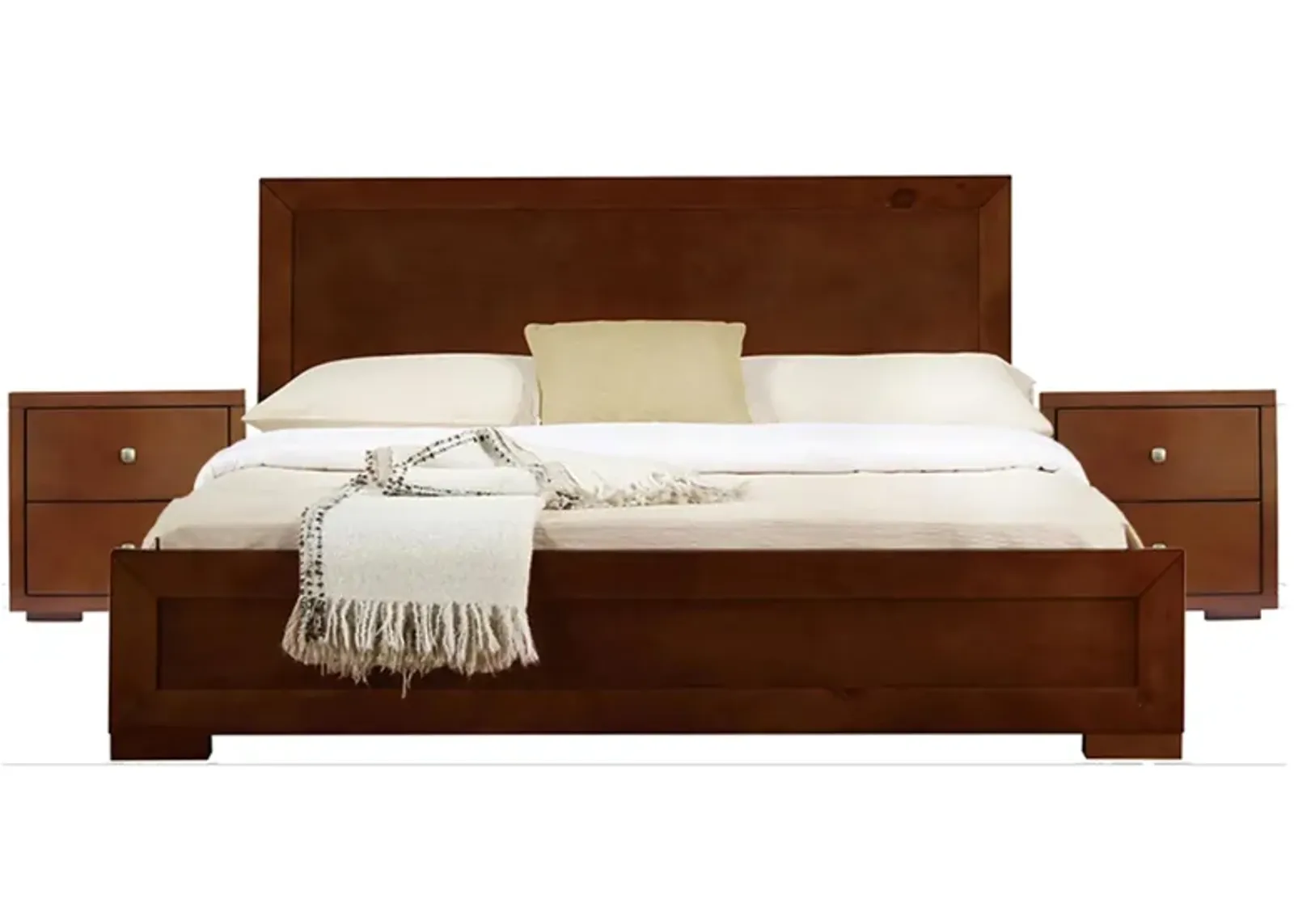 Trent Platform Bed with 2 Nightstands in Walnut by CAMDEN ISLE