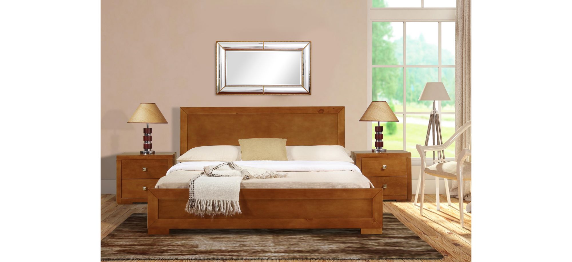 Trent Platform Bed in Oak by CAMDEN ISLE