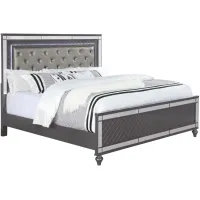 Refina Upholstered Panel Bed in Gray by Crown Mark