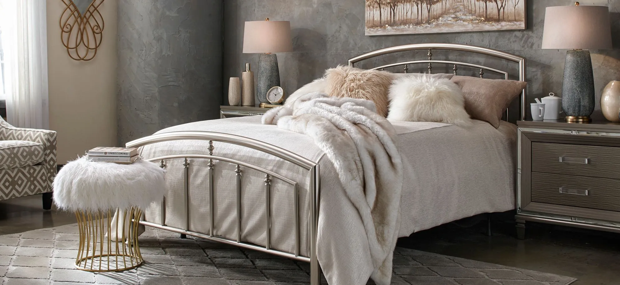 Harlow Bed in silver by Hillsdale Furniture