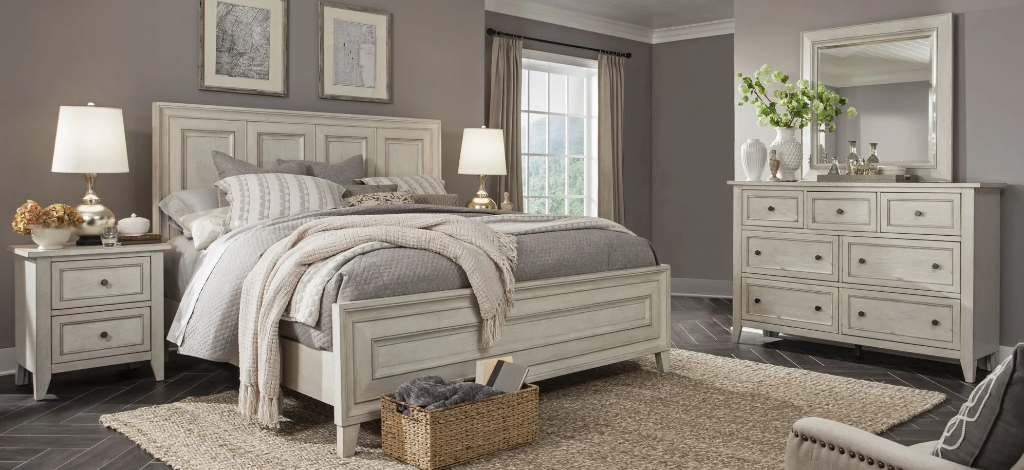 Raelynn 4-pc. Bedroom Set in Weathered White by Magnussen Home
