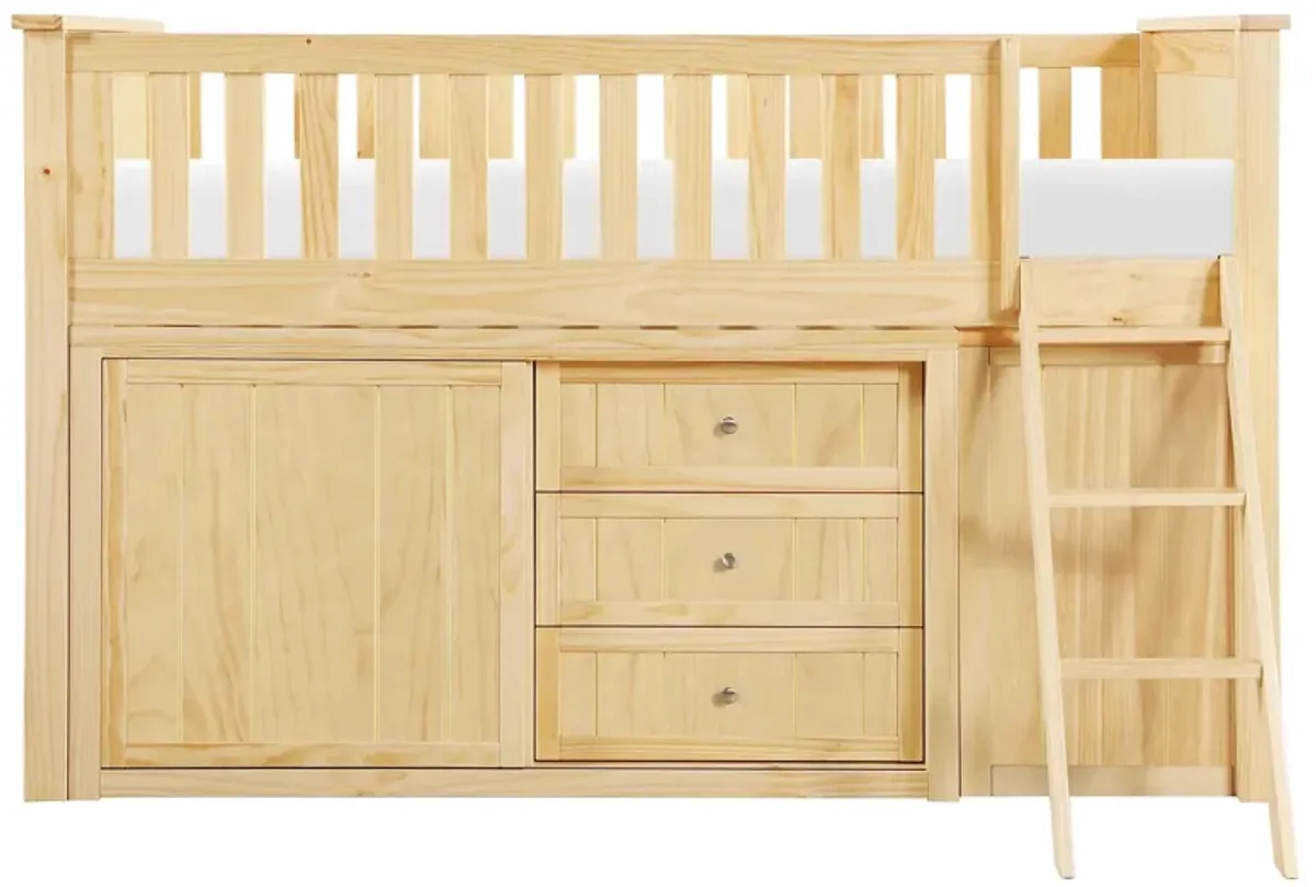 Brighton Low Loft Bunk w/ Bookcase & 2 Dressers