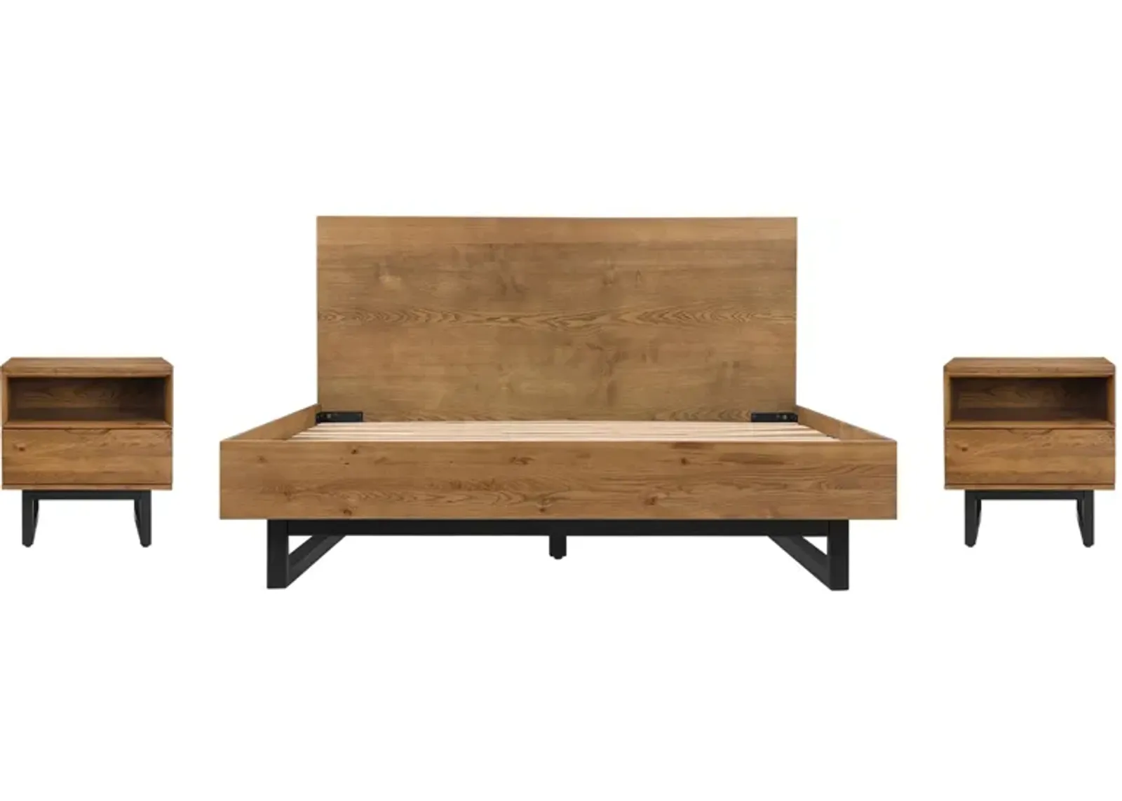 Aldo 3 Piece Bedroom Set in Brown Oak by Armen Living