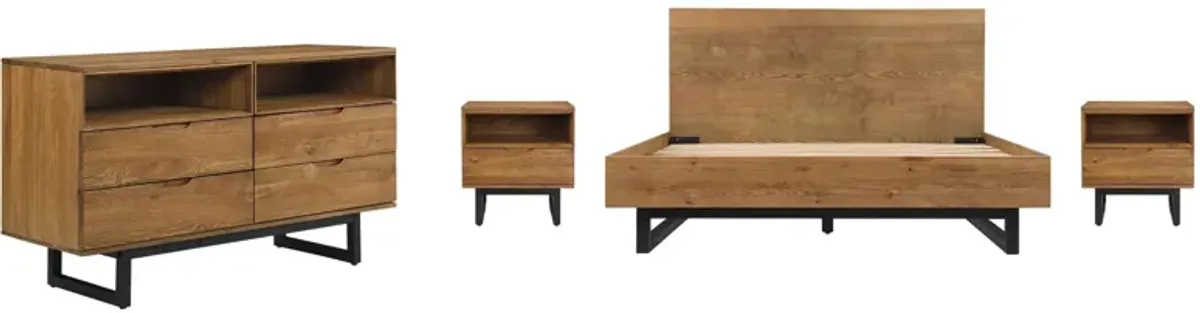 Aldo 4 Piece Bedroom Set in Brown Oak by Armen Living