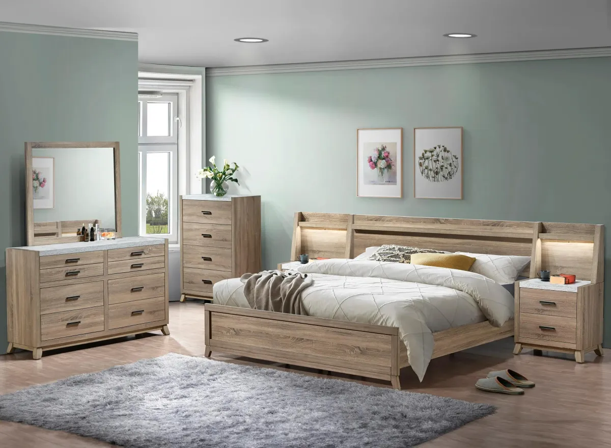 Tilston 6pc. Bedroom Set in Light Distressed Oak by Crown Mark