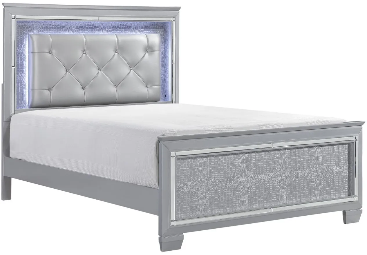 Brambley Bed with LED Lighting in Silver by Homelegance