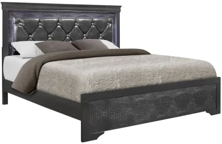 Pompei Bed w/ LED Light in Metallic Grey by Global Furniture Furniture USA