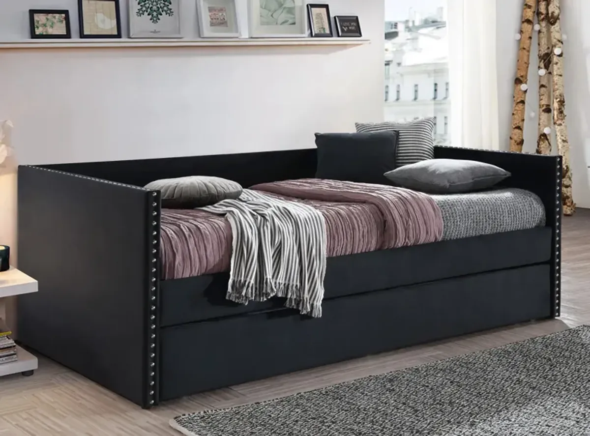 Cardie Daybed with Trundle in Black by Crown Mark