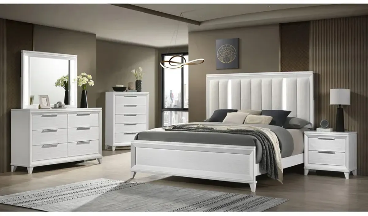 Cressida 5-pc. Bedroom Set in Metallic White by Crown Mark