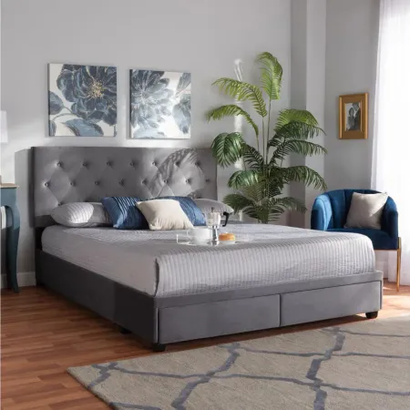 Caronia Upholstered 2-Drawer Platform Storage Bed in Gray/Black by Wholesale Interiors