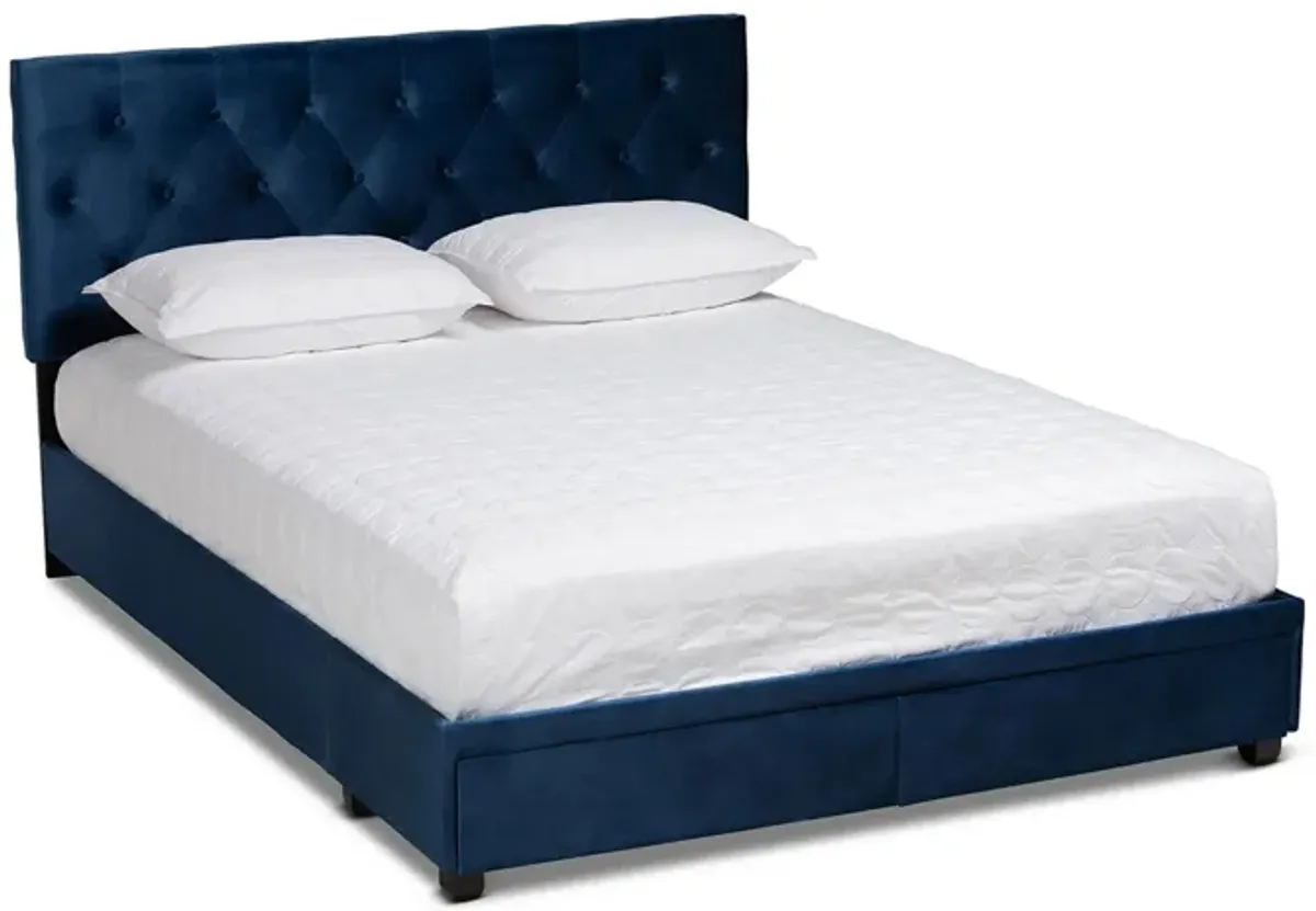 Caronia Upholstered 2-Drawer Platform Storage Bed in Navy Blue/Black by Wholesale Interiors