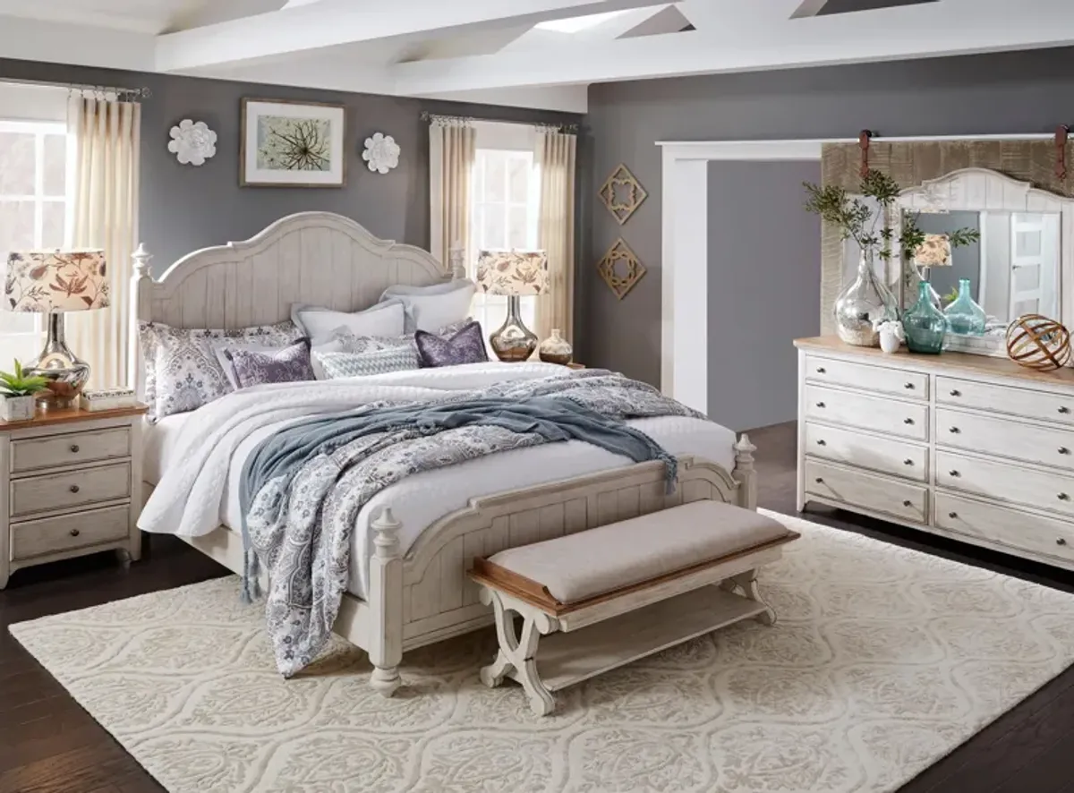 Farmhouse Reimagined 4-pc. Bedroom Set w/ Drawer Nightstand in White by Liberty Furniture