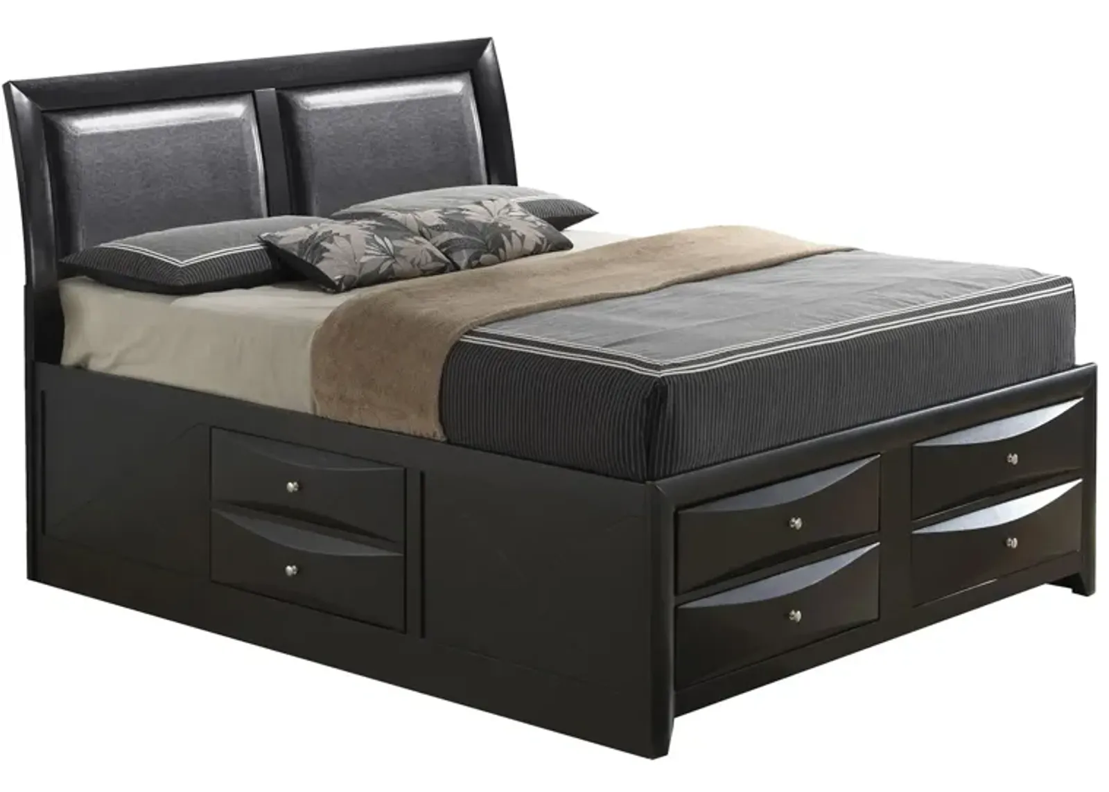 Marilla Upholstered Captain's Bed in Black by Glory Furniture