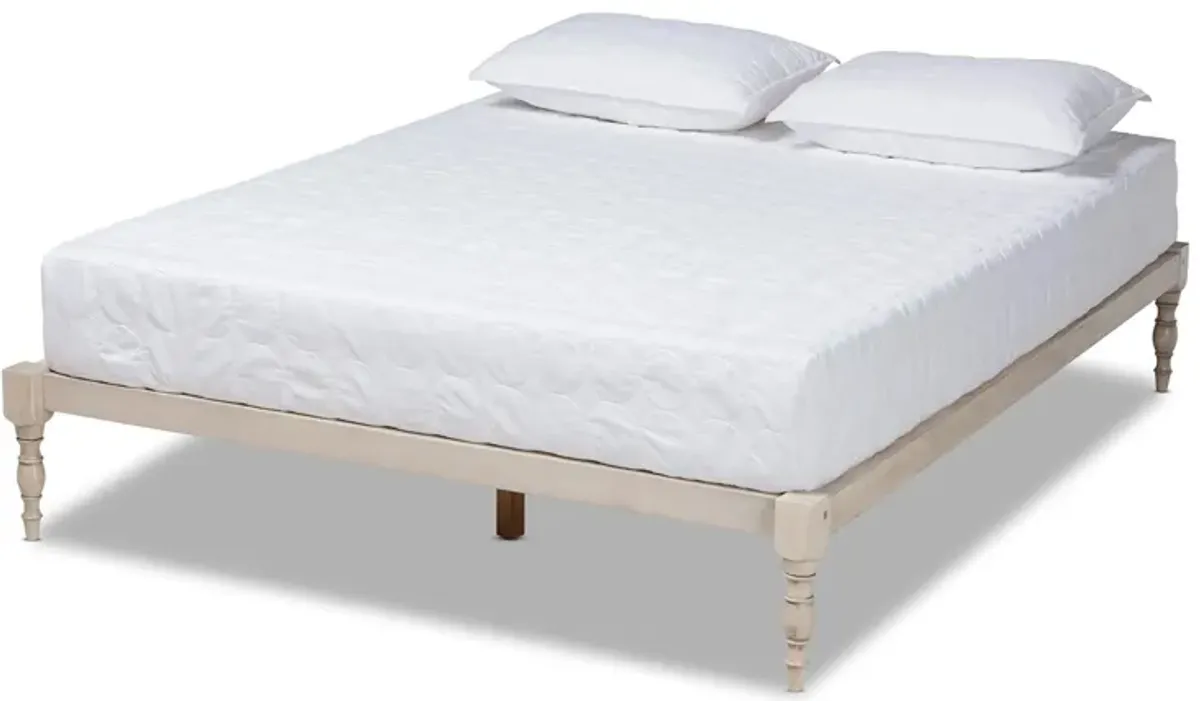 Iseline King Size Platform Bed Frame in Antique White by Wholesale Interiors