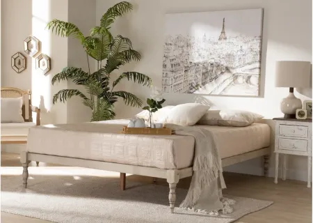 Iseline King Size Platform Bed Frame in Antique White by Wholesale Interiors