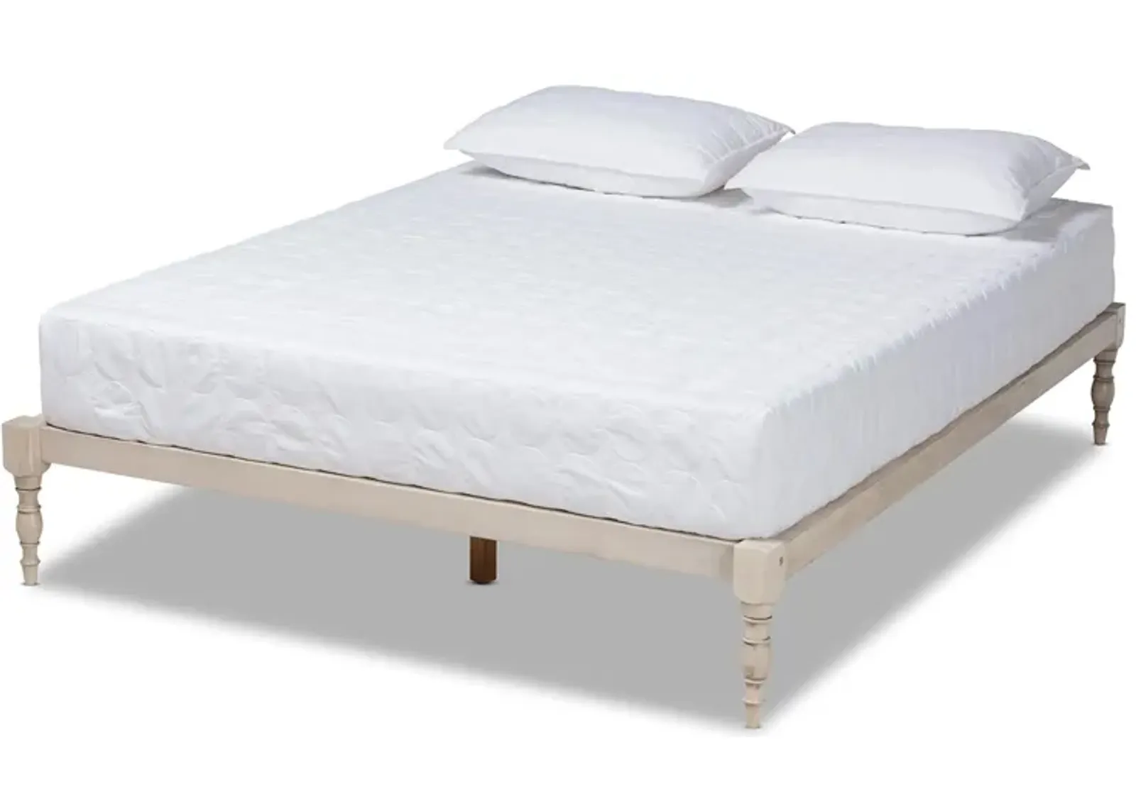 Iseline King Size Platform Bed Frame in Antique White by Wholesale Interiors