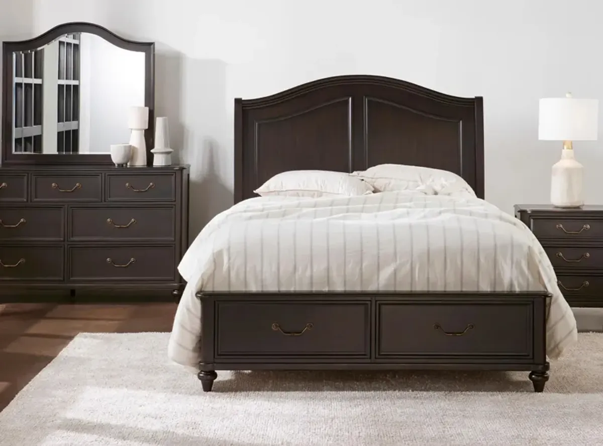 Brooklyn 4-pc Platform Storage Bedroom Set in Charcoal Brown by Bellanest