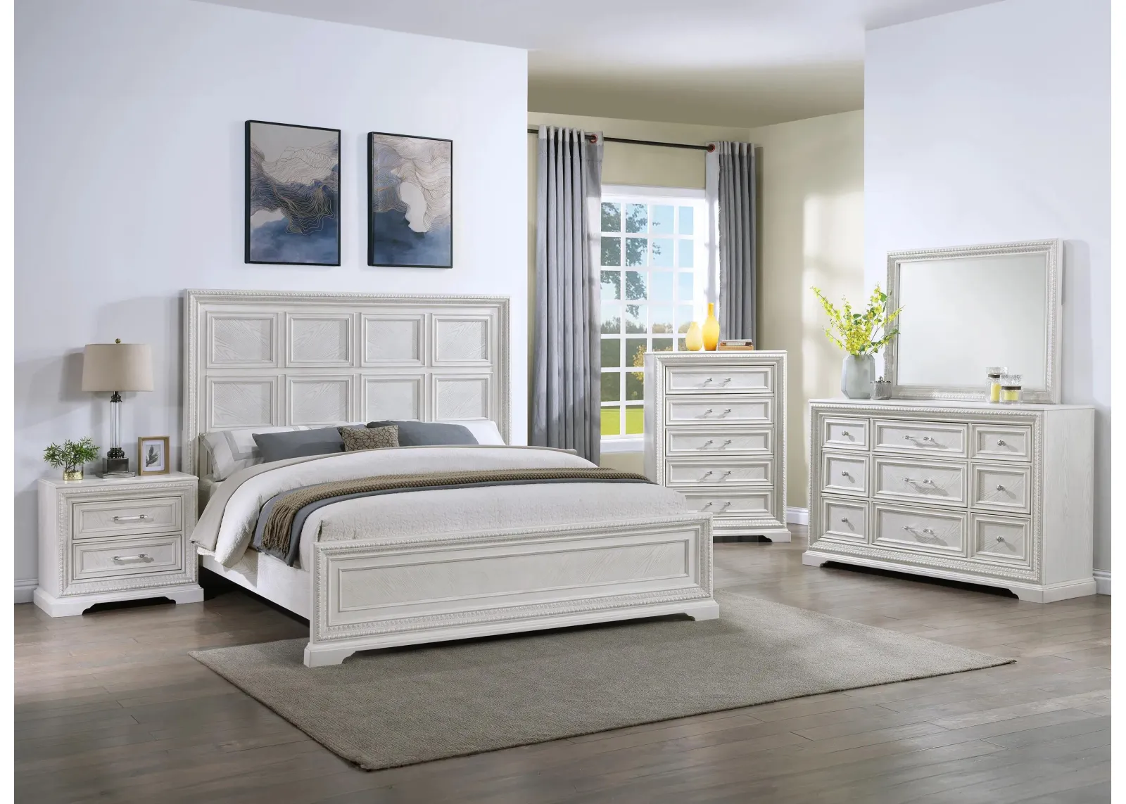 Alexandria 5pc. Bedroom Set in White Wash by Crown Mark