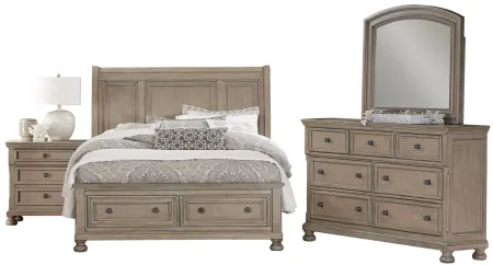 Donegan 4-pc. Storage Bedroom Set in Wire-brushed gray by Homelegance