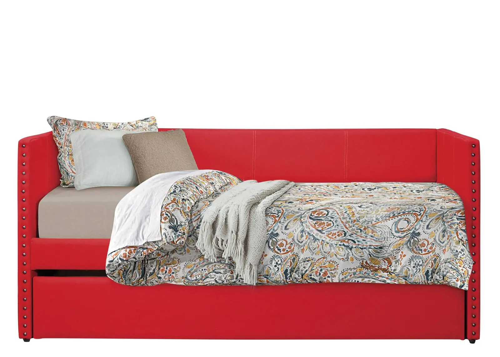 Tia Twin Daybed With Trundle in Red by Homelegance