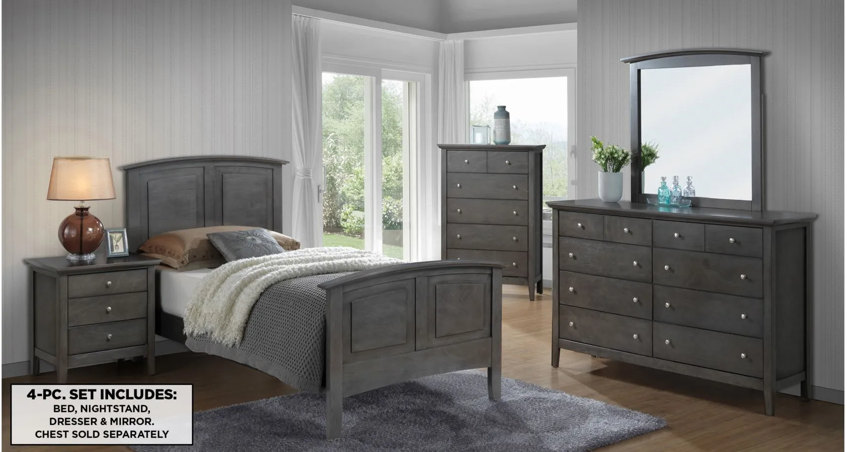 Hammond 4pc. Twin Bedroom Set in Smoked Gray by Glory Furniture