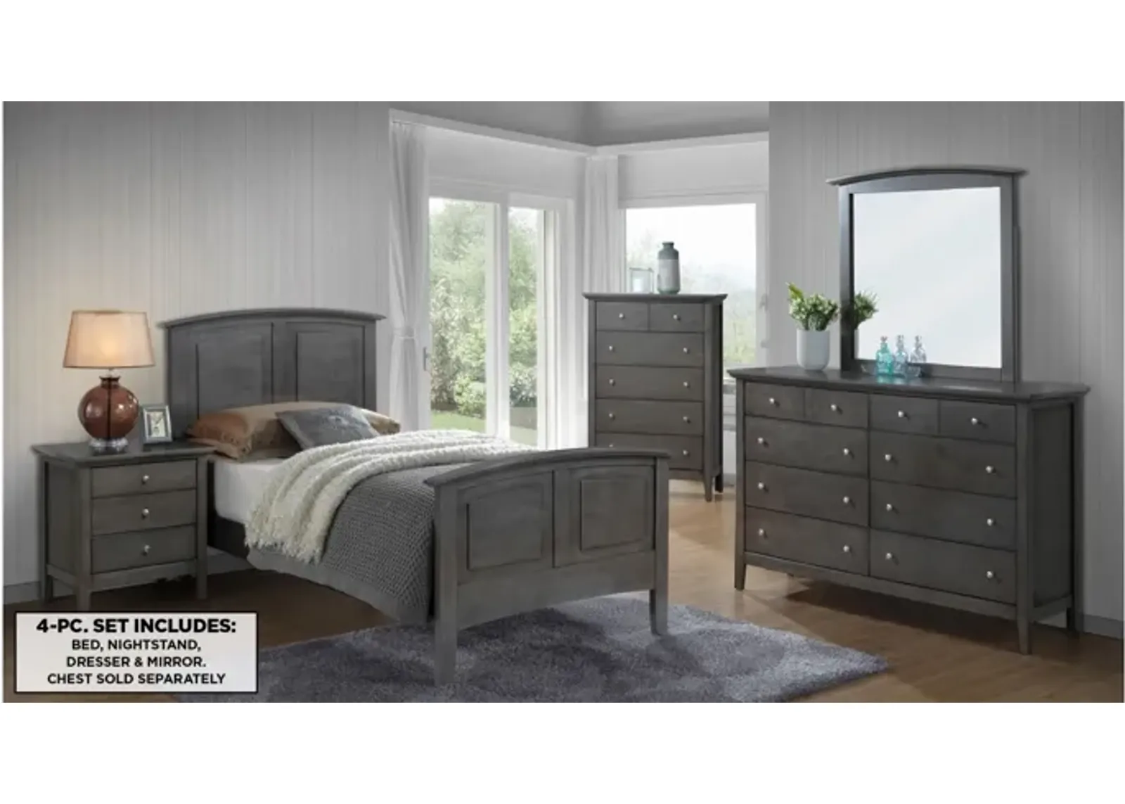 Hammond 4-pc. Twin Bedroom Set in Smoked Gray by Glory Furniture