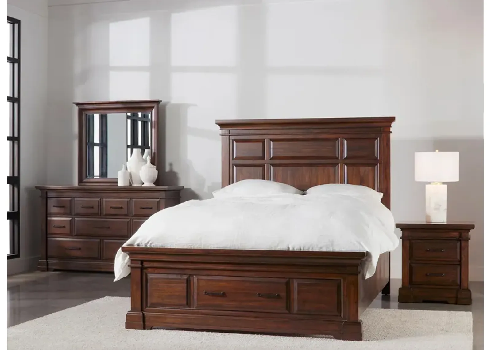 Richmond 4-pc. Platform Storage Bedroom Set in Mahogany by Napa Furniture Design