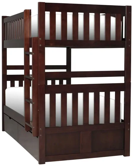 Belisar Twin-Over-Twin Storage Bunk Bed in Cherry by Bellanest