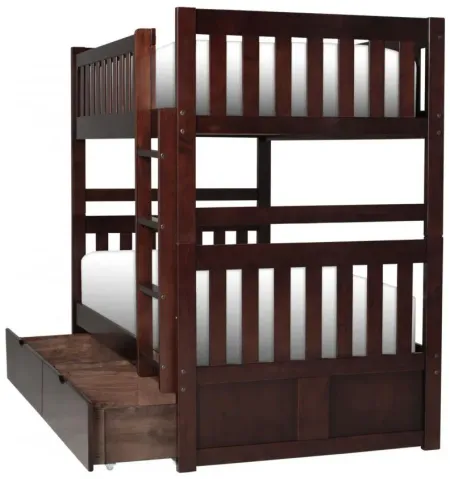 Belisar Twin-Over-Twin Storage Bunk Bed in Cherry by Bellanest