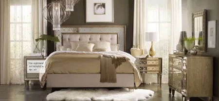 Sanctuary 4-pc. Bedroom Set w/ Bedside Table in Vintage Chalky White / Samantha Cream by Hooker Furniture