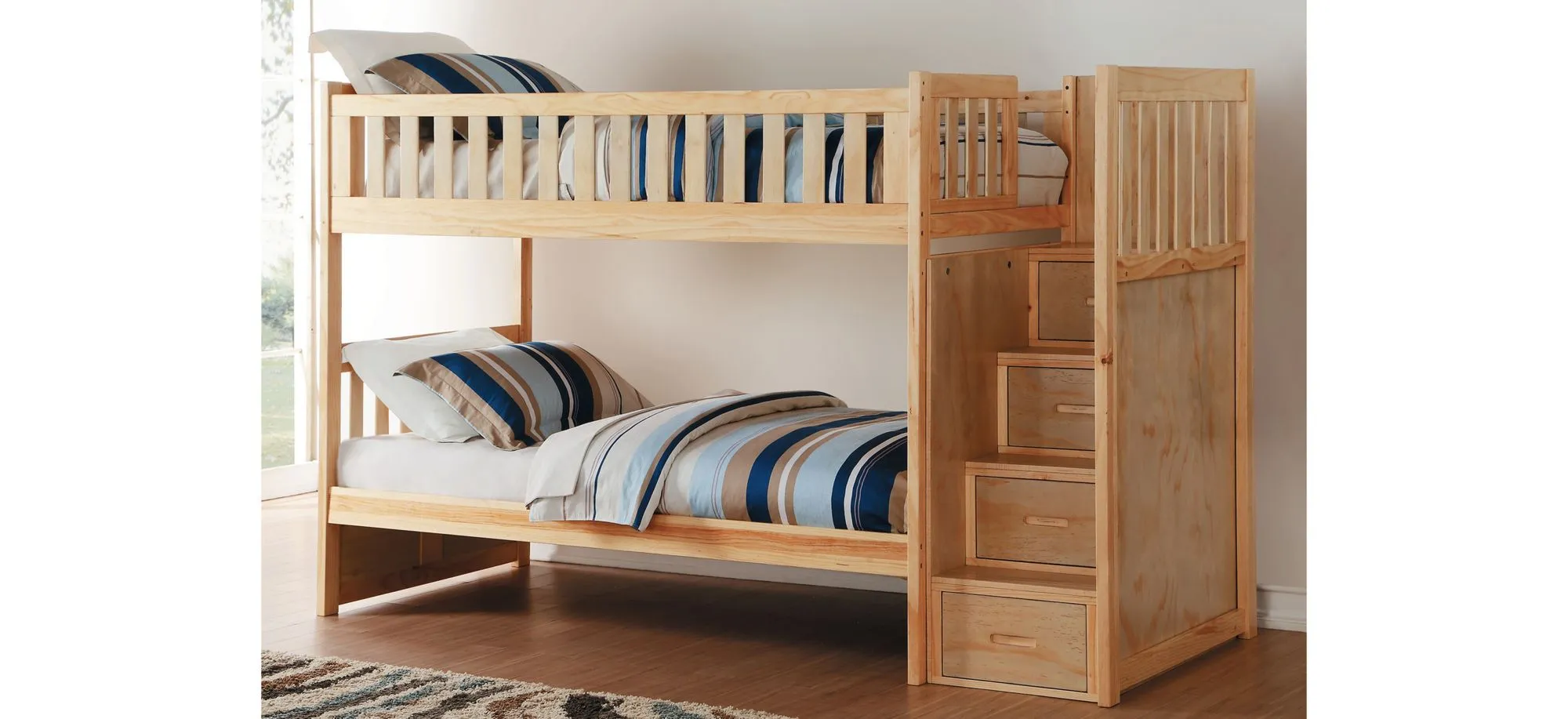 Carissa Bunk Bed with Storage Staircase in Natural by Homelegance