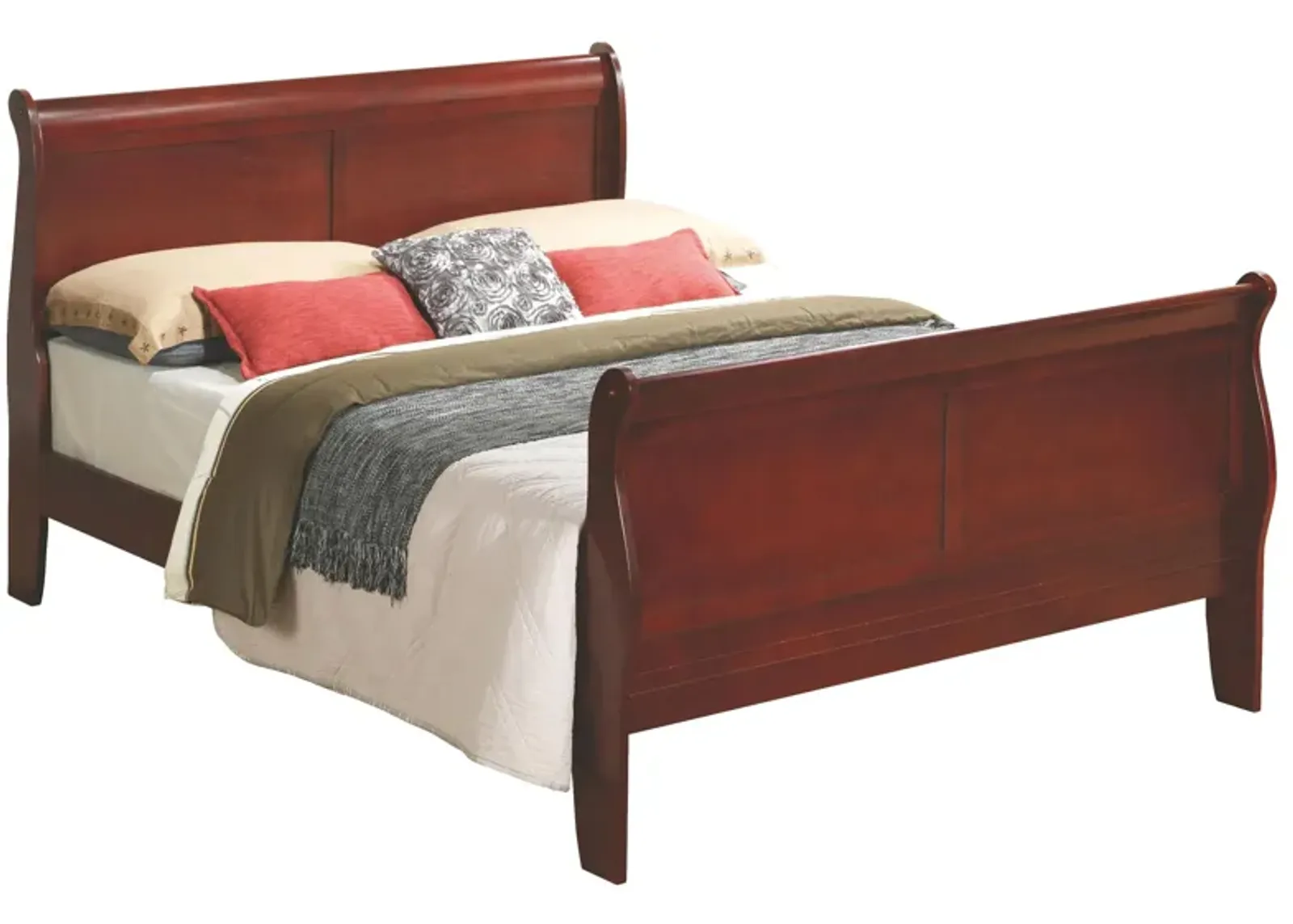 Rossie Sleigh Bed in Cherry by Glory Furniture