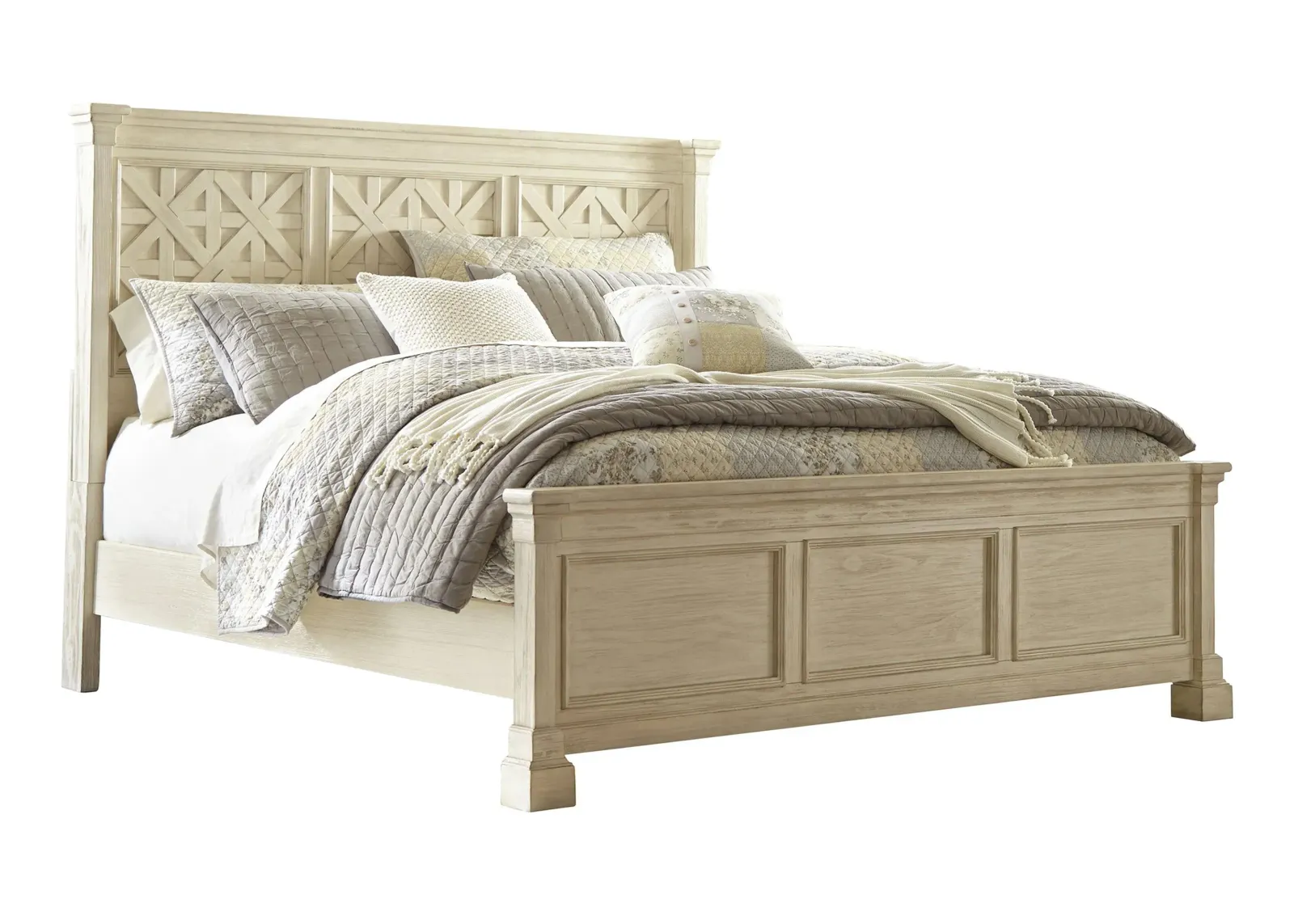 Aspen Lattice Panel Bed in Antique White by Ashley Furniture