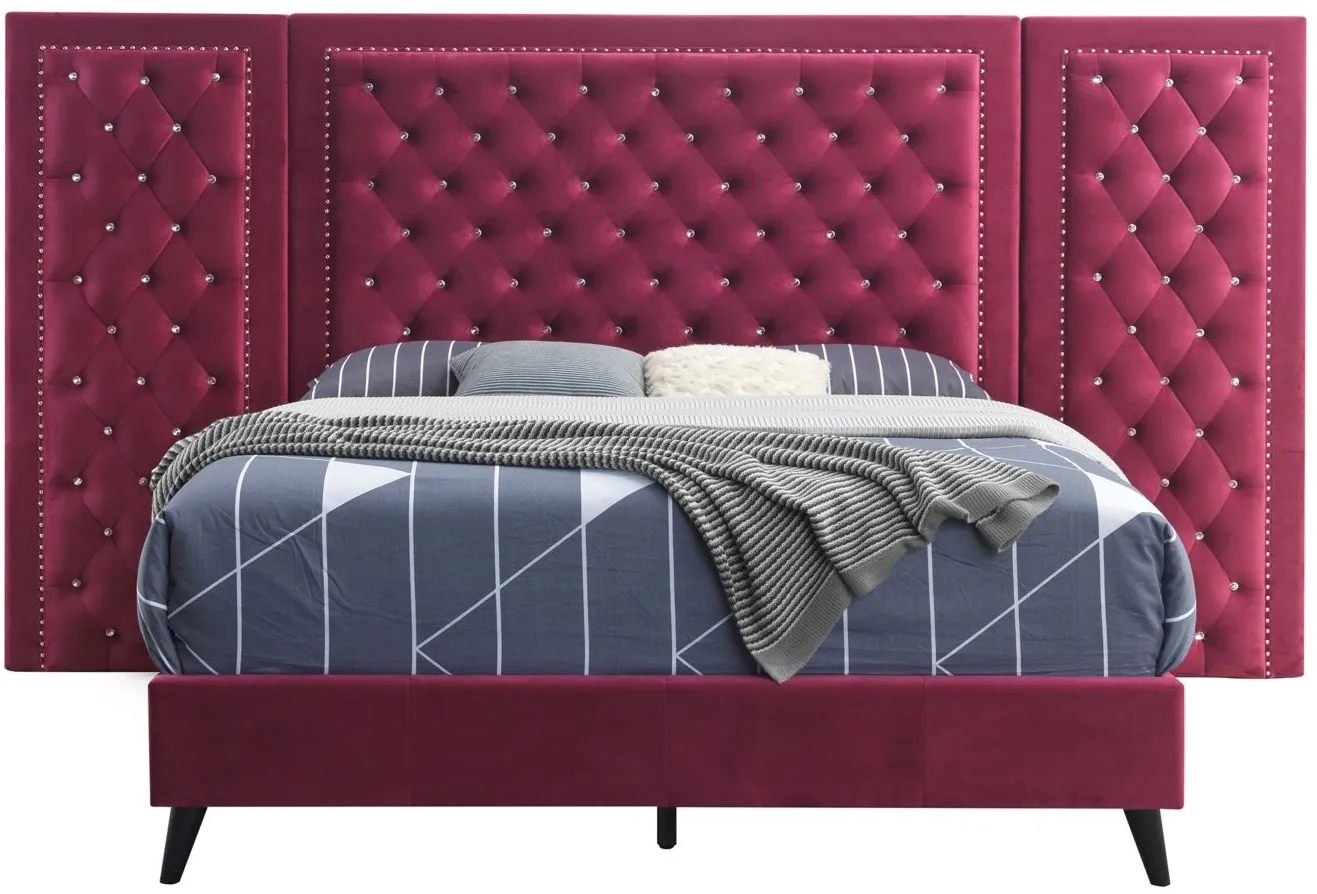 Alba Upholstered Panel Bed with Upholstered Side Panels in Burgundy by Glory Furniture
