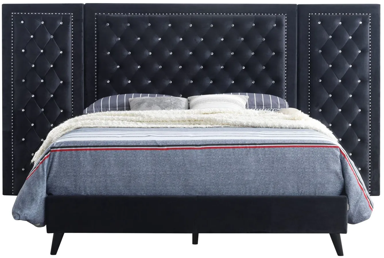 Alba Upholstered Panel Bed with Upholstered Side Panels in Black by Glory Furniture