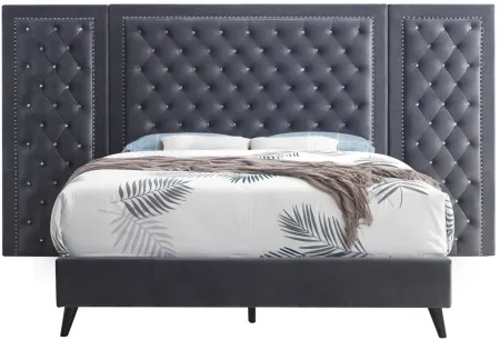 Alba Upholstered Panel Bed with Upholstered Side Panels in Gray by Glory Furniture