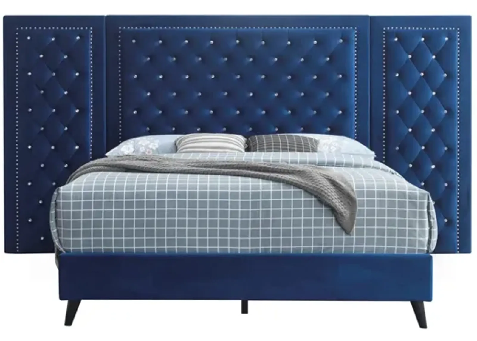 Alba Upholstered Panel Bed with Upholstered Side Panels in Navy Blue by Glory Furniture