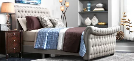 Odette Upholstered Sleigh Bed in Stone by Hillsdale Furniture