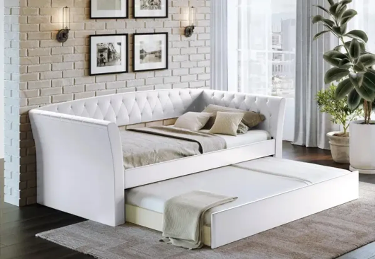 Patrick Faux Leather Daybed with Rolling Trundle Set