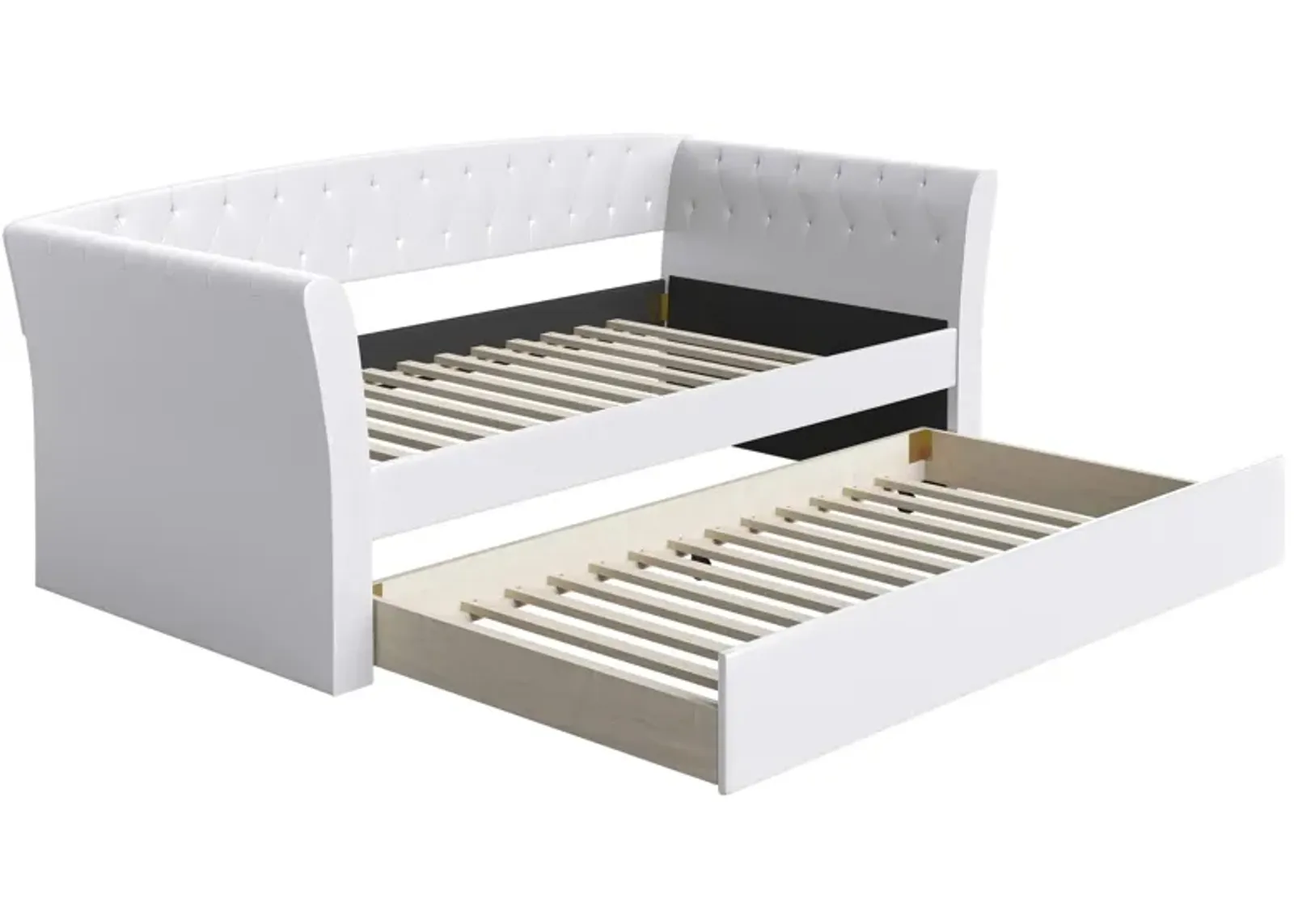 Patrick Faux Leather Daybed with Rolling Trundle Set in White by Boyd Flotation