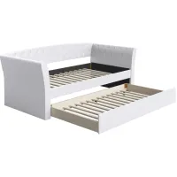 Patrick Faux Leather Daybed with Rolling Trundle Set in White by Boyd Flotation