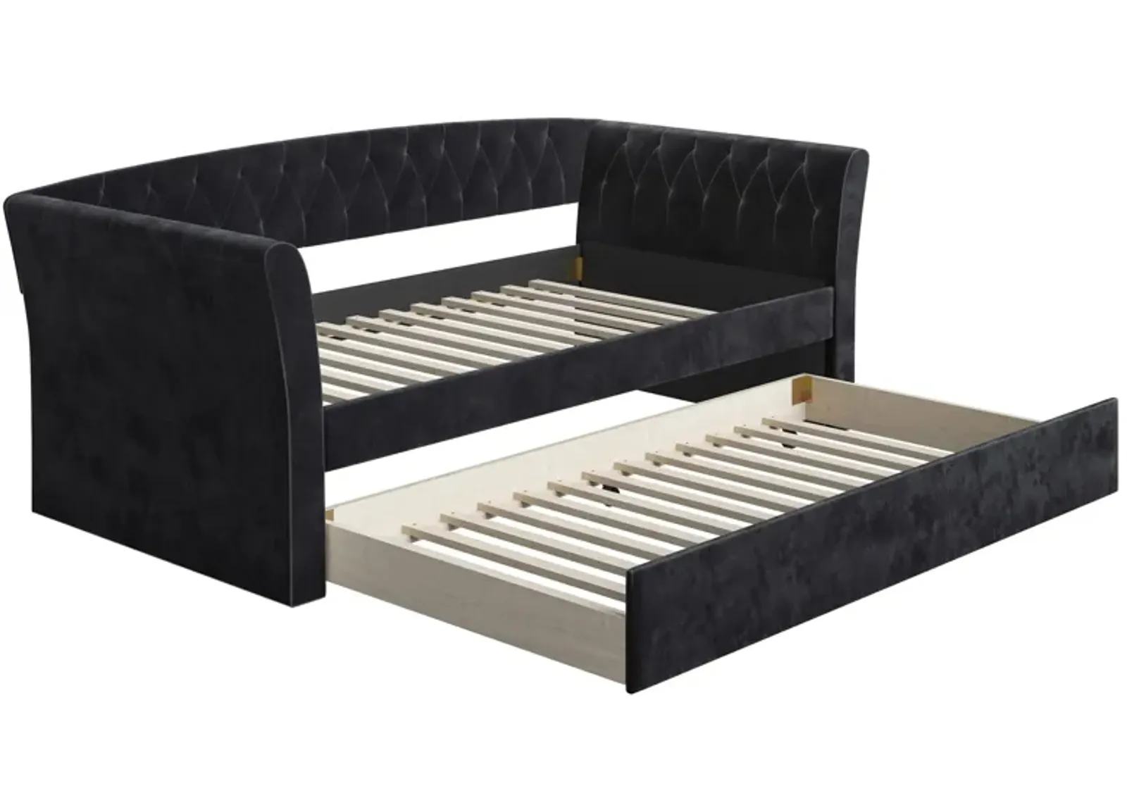 Kingston Velour Daybed with Rolling Trundle Set in Black by Boyd Flotation