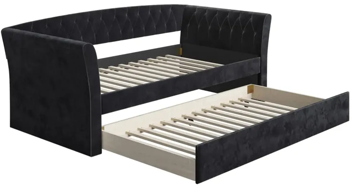 Kingston Velour Daybed with Rolling Trundle Set in Black by Boyd Flotation