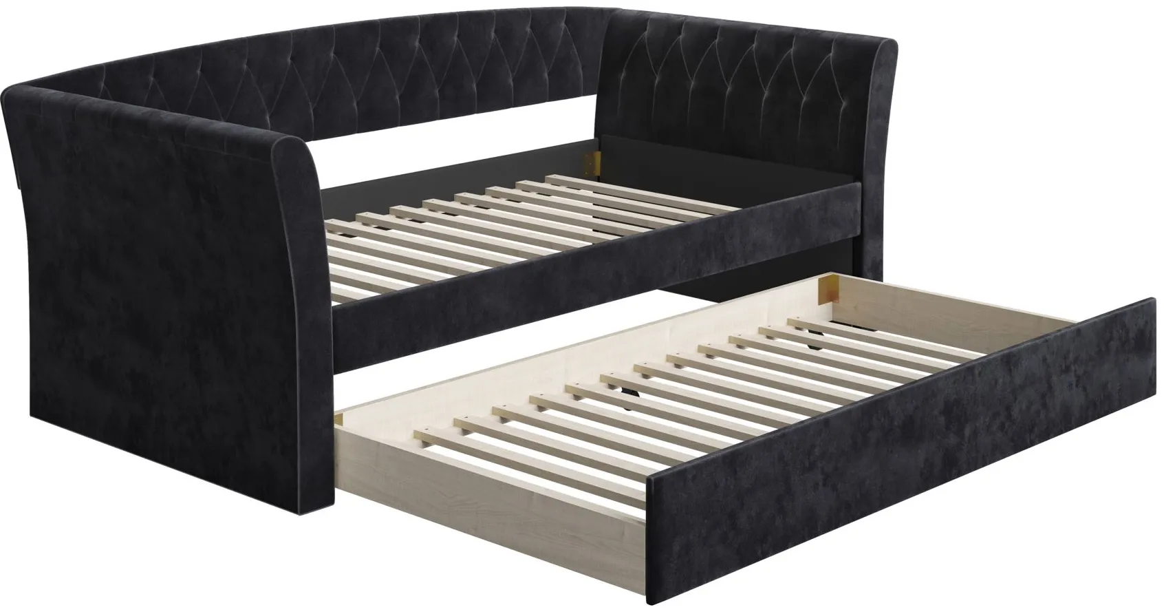 Kingston Velour Daybed with Rolling Trundle Set in Black by Boyd Flotation