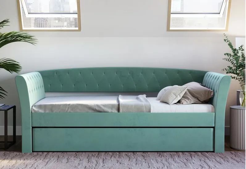 Kingston Velour Daybed with Rolling Trundle Set in Teal by Boyd Flotation