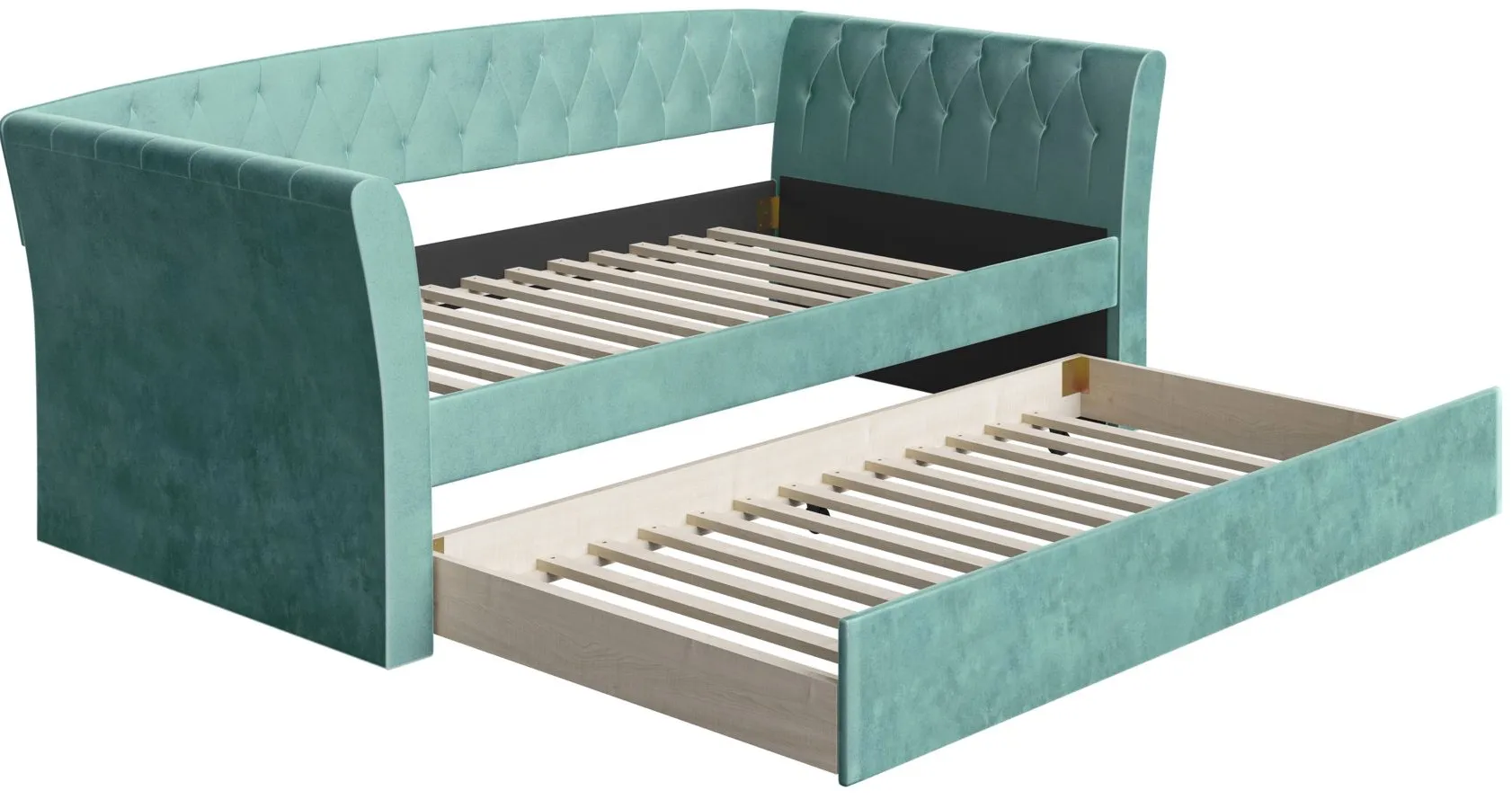 Kingston Velour Daybed with Rolling Trundle Set in Teal by Boyd Flotation